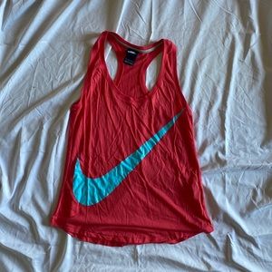 Pink with blue logo nike tank